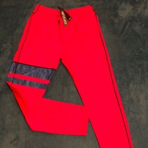 Men’s Red with Blue Stripe Sweatpants